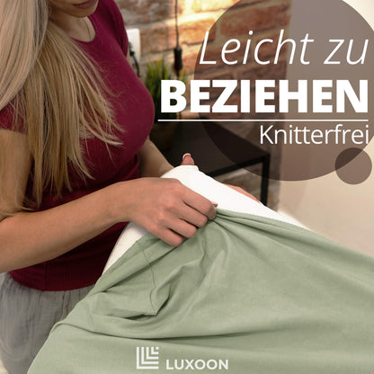 Luxoon pillowcase for health pillows - 95% cotton / 5% elastane, breathable and skin-friendly, washable, for comfort and hygiene 2-pack 30-45 x 50-65 cm, sage green