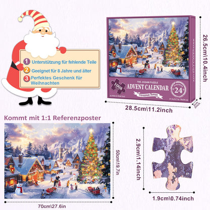 peiranup Jigsaw Puzzle Advent Calendar 2025, Family Vacation Puzzle 1008 Pieces Puzzles, 24 Boxes Puzzles for Countdown to Christmas, Home Decoration, Christmas Gifts for Adults