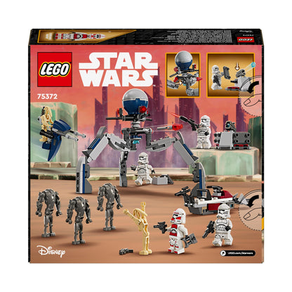 LEGO Star Wars 75372 Clone Trooper & Battle Droid Battle Pack, incl. 4 minifigures, 5 droids, and speeder bike with shooter - building toy for boys and girls aged 7 and up.