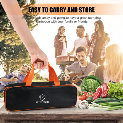 MUJUZE stainless steel grill spatula set, gift for men dad plancha spatula grill accessories in case, professional pancake turner grill spatula accessory for teppanyaki and camping.
