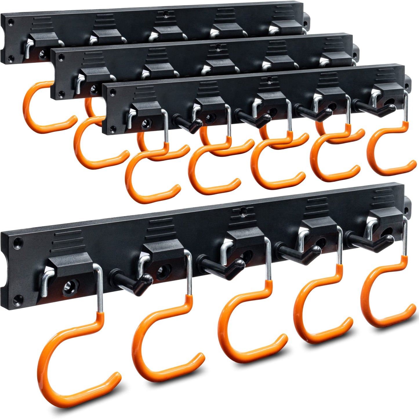TURAKOS garden tool holder - 4x 40cm tool holder wall mount with anti-slip rubber coating, garden tool hanging for garage, tool shed, basement