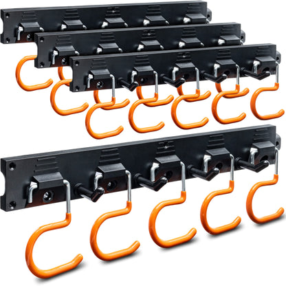 TURAKOS garden tool holder - 4x 40cm tool holder wall mount with anti-slip rubber coating, garden tool hanging for garage, tool shed, basement
