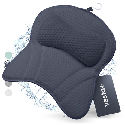 Bathtub pillow Vesta+ Midnight Blue L with suction cups, bathtub pillow winner as a neck and head pillow for the bathtub, bath pillow for bathtub, bathtub cushion & shower pillow bathtub.