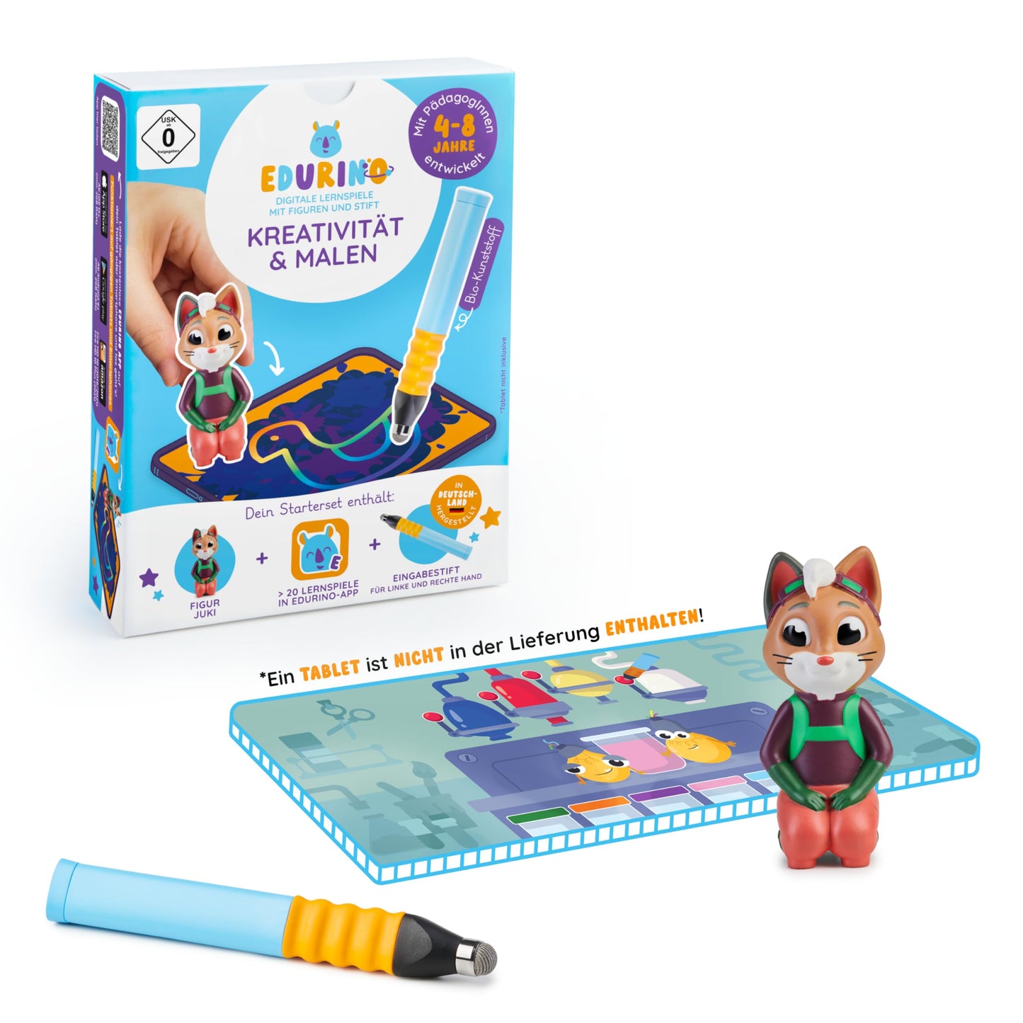 Edurino Starter Kit Juki Creativity & Painting for ages 4 and up with included stylus | Innovative & digital learning game | Color theory & painting experiments