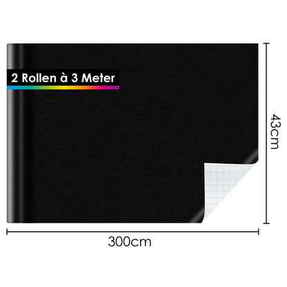 OfficeTree 2-Pack Chalkboard Film Self-Adhesive Black - 2 Rolls of 300 x 43 cm - Chalkboard Film Self-Adhesive - Self-Adhesive Chalkboard Film for Wall, Kids or DIY Chalkboard.