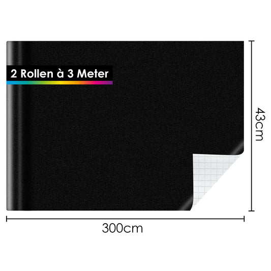 OfficeTree 2-Pack Chalkboard Film Self-Adhesive Black - 2 Rolls of 300 x 43 cm - Chalkboard Film Self-Adhesive - Self-Adhesive Chalkboard Film for Wall, Kids or DIY Chalkboard.