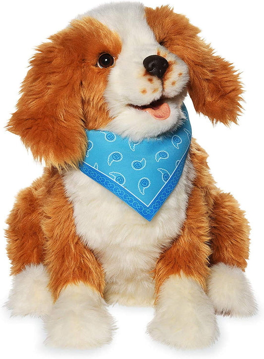 Ageless Innovation Joy For All Interactive Pet Dog - Realistic pet with soft fur, head and tail movements, lifelike heartbeat, and two-way bark back technology - Freckled Pup