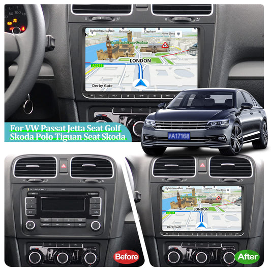 9 inch 2 Din Android car radio for VW Golf 5 6 7 Polo T5 Caddy RCD Passat Skoda Seat, touchscreen radio with navigation Bluetooth Mirror Link FM USB RCA GPS WiFi + rear view camera