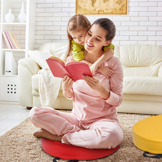 COSTWAY 6 Piece Kids Chair Cushion Set with Handle, Floor Cushions with Zipper, Seat Cushions Multicolored, Booster Seat Cushion for Children's Room and Preschool (Round, Colorful)