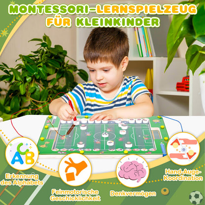 Soccer Gifts for Boys: Montessori Toys for 3 4 5 Year Old Boys Kids Magnetic Soccer Game Boy Gift 4-5-3-6 Years Birthday Learning Game for 3-6 Year Old Boys Girls Activity Wooden Toy