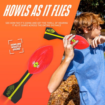 NERF Vortex Aero Howler Foam Ball - Classic long-distance football with flight-optimizing tail, hand grip for indoor and outdoor fun.