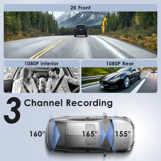 VIOFO A139 3-channel 5GHz WiFi dashcam with mobile monitoring, built-in GPS with CPL filter, 1440P + dual 1080P cameras, 2560P X 1440P 60fps front, 24-hour parking mode with IR night vision, and a max of 256GB storage capacity.