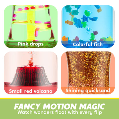 JOYIN 4-Piece Liquid Motion Bubbler Timer, Intellectual Decompression Sensory Toy, Squeeze Toy, Kids Emotional Learning Aid, Stress Relief Toy 3+, Gift for Children