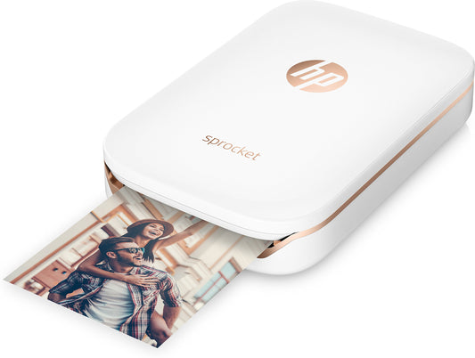 HP Sprocket Mobile Photo Printer (No Ink Printing, Bluetooth, 2 x 3 inch Prints) White