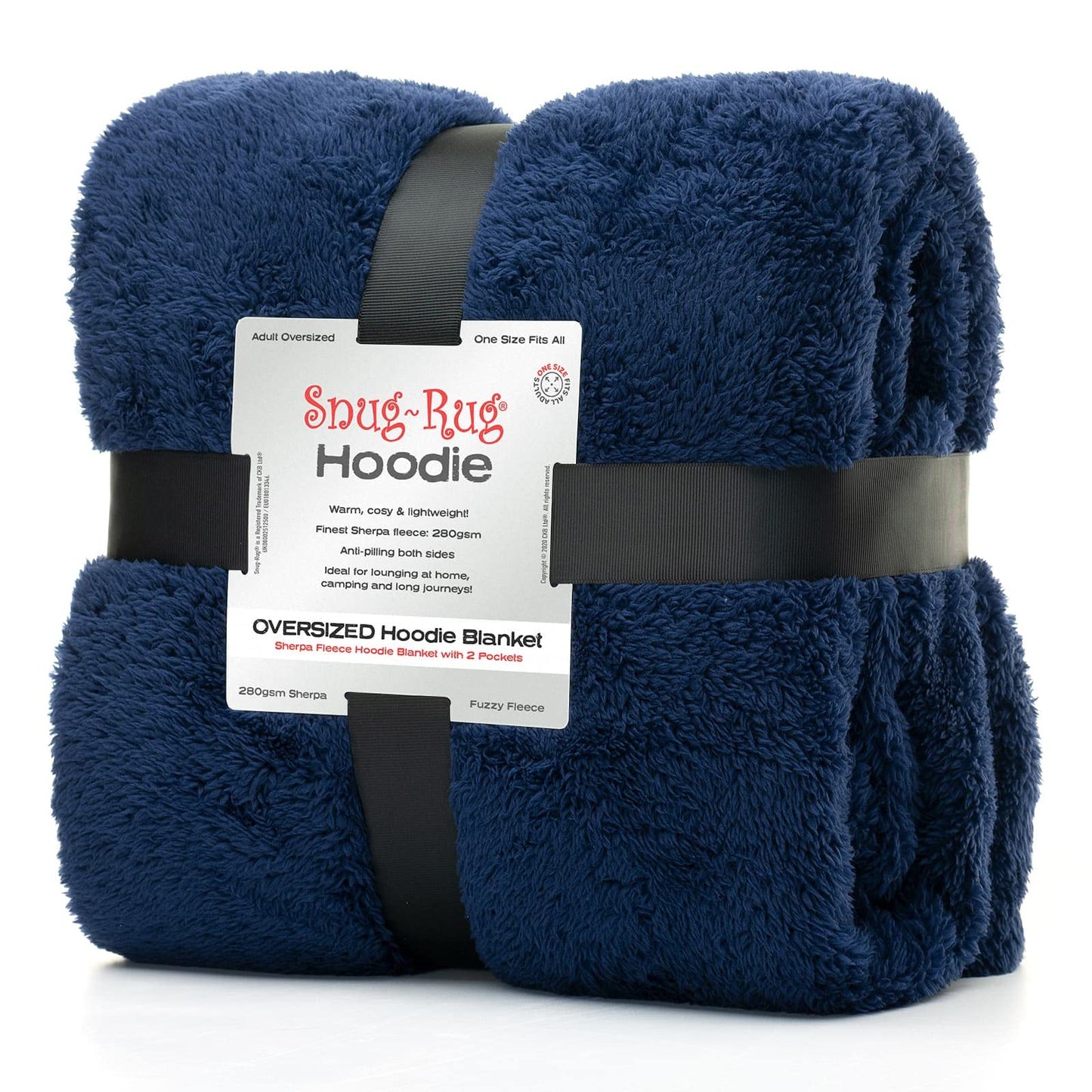 Snug Rug Navy Blue Hoodie Blanket with Sleeves Oversized Sweatshirt Snuggle Blanket with Sleeves Hood Fleece for Men and Women One Size