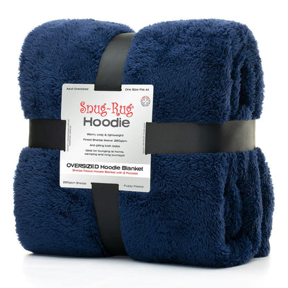 Snug Rug Navy Blue Hoodie Blanket with Sleeves Oversized Sweatshirt Snuggle Blanket with Sleeves Hood Fleece for Men and Women One Size