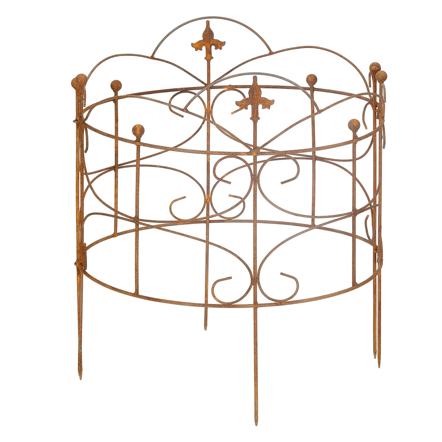 Perennial holder shrub holder close to the ground 2-piece round trellis bed metal iron rust decoration