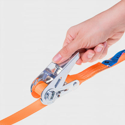 INTAKO 4-piece ratchet tie-down straps (4m or 6m) - 800kg 25mm - TÜV & DIN certified - Small one-piece tie-down strap - Ratchet strap for motorcycles