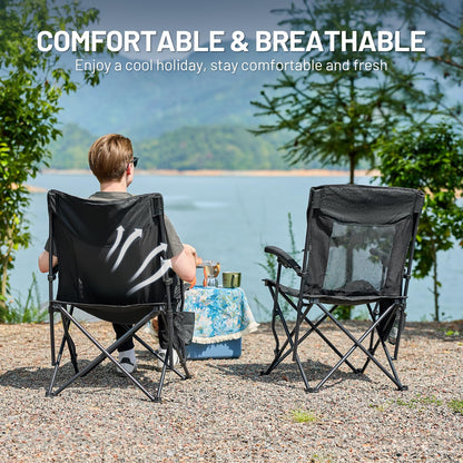 TIMBER RIDGE Folding Camping Chair Lightweight Portable Chair 150kg Capacity High Back and Mesh Back Outdoor Comfortable, Portable Beach Chair for Festival, Fishing, Garden, Picnic, Dining Area