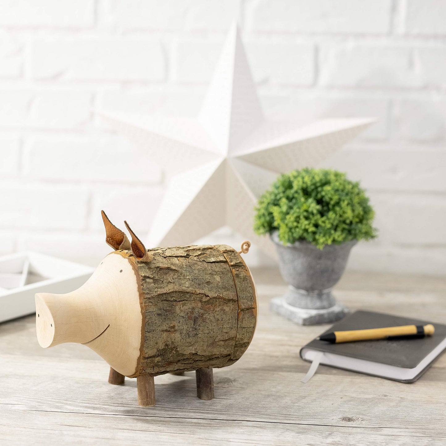Wooden Forest Decor Piggy Bank, handcrafted.
