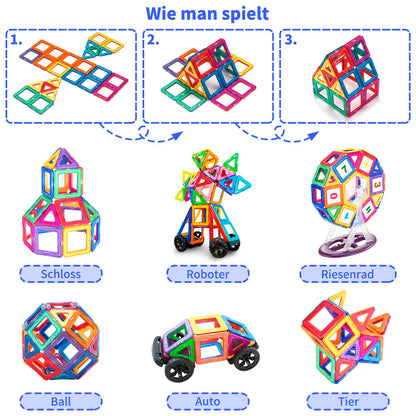 Theefun Magnetic Building Blocks, 136 Pieces Magnetic Blocks Magnetic Toy Magnet Game Toys for Kids Gift Magnetic Bricks Children's Toy Toys for 2 3 4 5 6 7 Year Old Boy