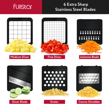 Vegetable slicer mandoline vegetable slicer cucumber slicer onion slicer potato slicer fruit slicer grater for vegetables and cheese julienne slicer (6-in-1 compact black)