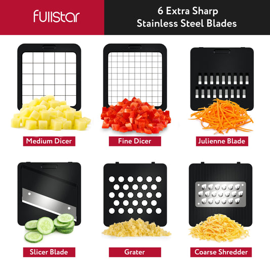 Vegetable slicer mandoline vegetable slicer cucumber slicer onion slicer potato slicer fruit slicer grater for vegetables and cheese julienne slicer (6-in-1 compact black)