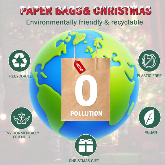 GIFTSAY 50pcs Paper Bags with Handle Small Brown 15X8X21cm, Gift Bags for Wedding Party, Shopping Bags, Retail Merchandise Bags, and Birthday
