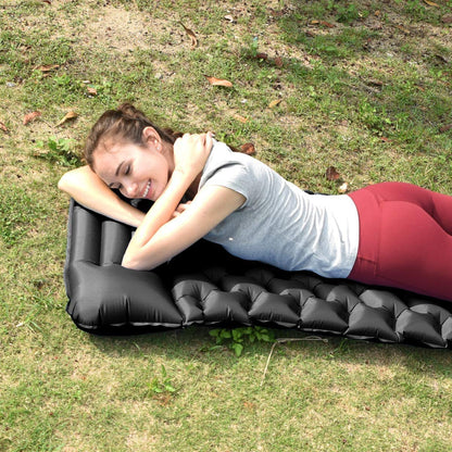 Sundom sleeping pad for camping, ultralight inflatable sleeping pad with pillow, waterproof and moisture-resistant camping air mattress, for camping hiking traveling backpacking black
