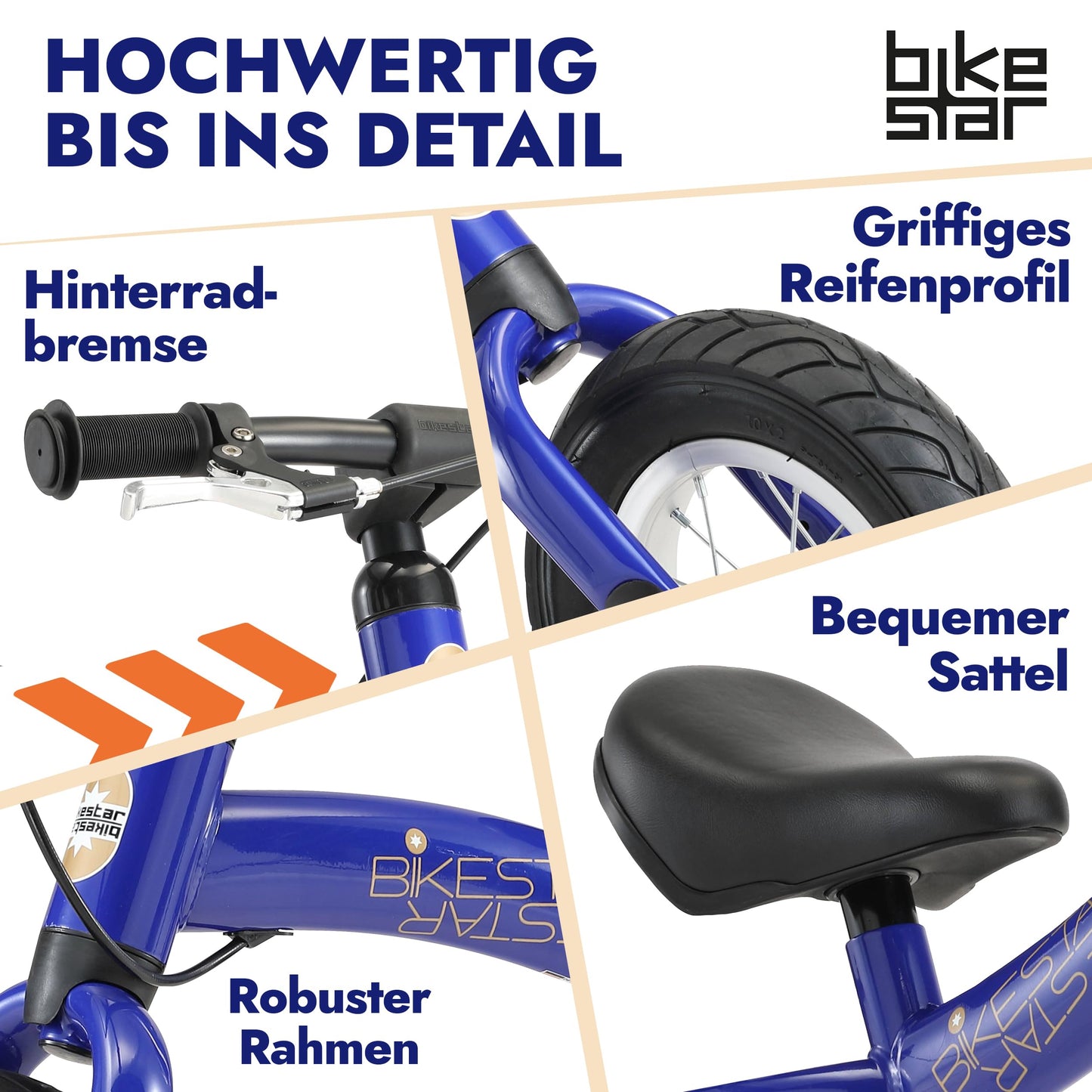 BIKESTAR Kids Balance Bike for Boys and Girls from 2-3 years | 10 Inch Sports Toddler Bike | Blue | Try Risk-Free