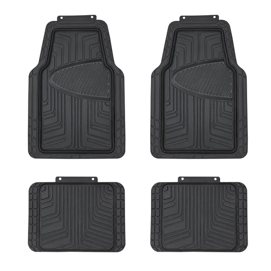 Amazon Basics 4-Piece All-Season Rubber Car Floor Mats for Cars, SUVs, and Trucks, Black