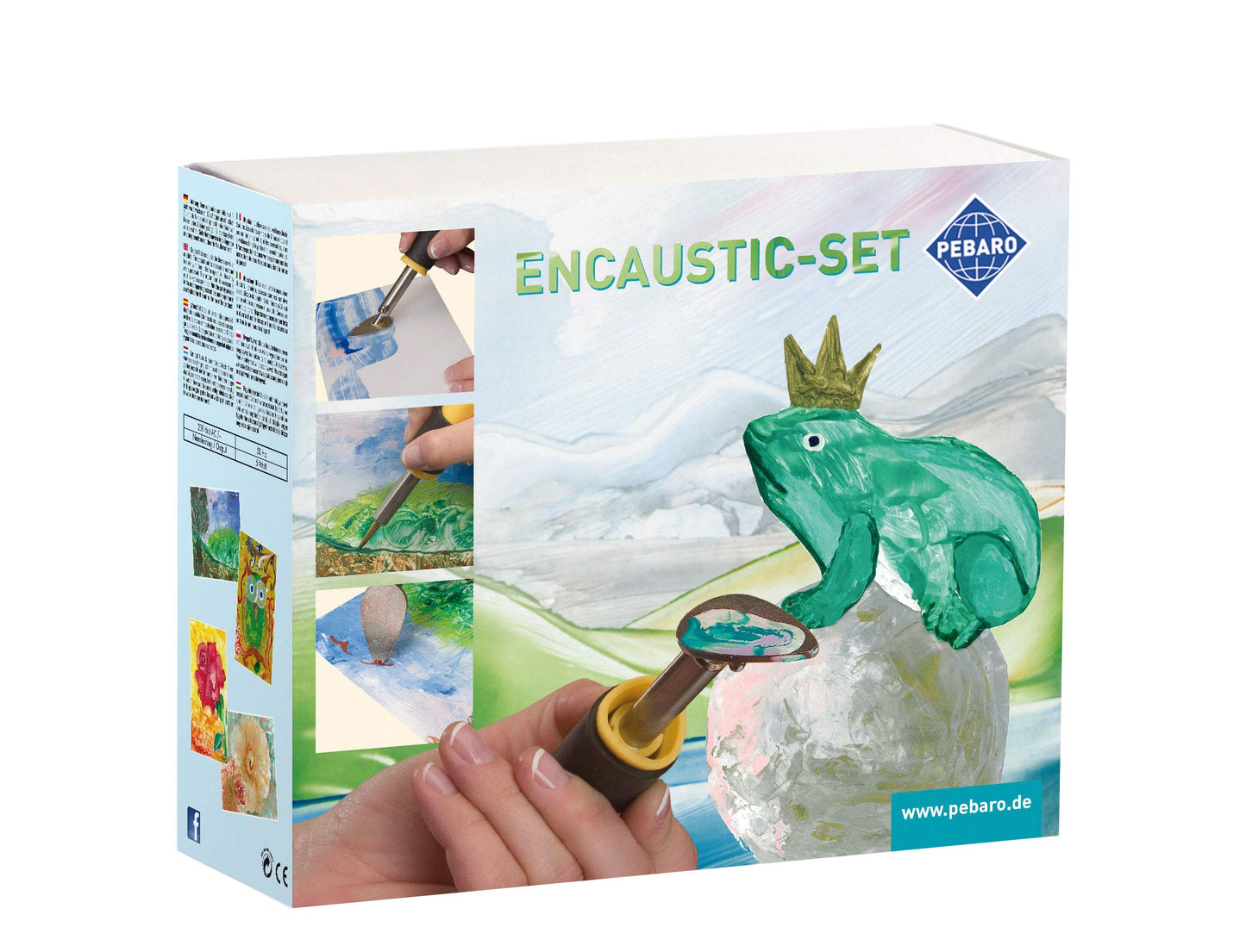 Pebaro 0279 Gift Set Encaustic incl. iron, mini iron, writing tip, brass brush, 7 wax blocks, 5 white cards in DIN A5 and DIN A6 for painting, drawing, writing with wax colors, 23 x 19 cm.