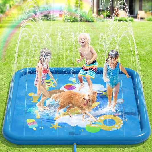 Peradix Splash Pad, 170CM Sprinkler Water Playmat Anti-Slip Splash Play Mat for Summer Outdoor Garden Kids Toy Sprinkler Pool for Baby Party.