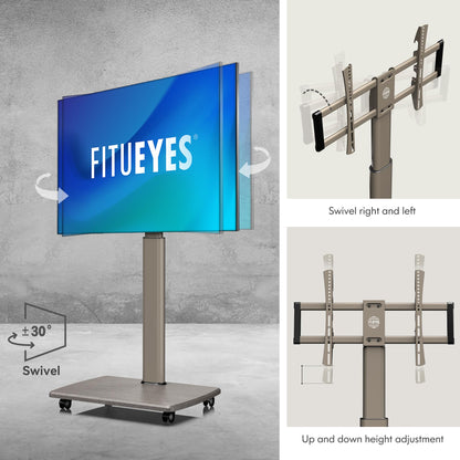 FITUEYES TV Floor Stand with Wooden Shelf TV Base TV Stand TV Stand with Wheels height adjustable swivel for 32 to 70 inch flat screen up to 40kg. Max. VESA. 400 * 600