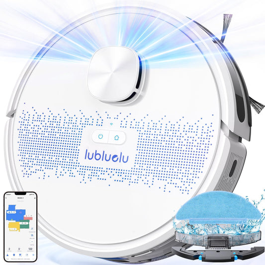 Lubluelu robot vacuum with mopping function 3-in-1, 4000Pa suction robot with laser navigation and 5 maps, 55 dB robot vacuum with app control, perfect for pet hair, carpets, hard floors, white (SL60D)