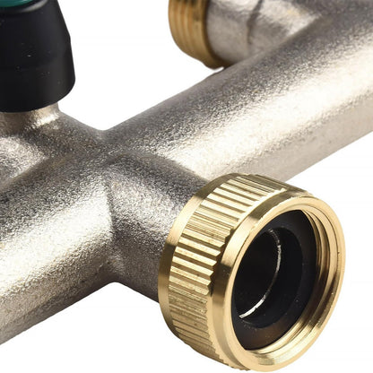 Brass water connection splitter 5-way splitter water 3/4 inch for 5 devices/garden hoses, hose splitter faucet splitter with ball valve for adjusting and shutting off water flow.
