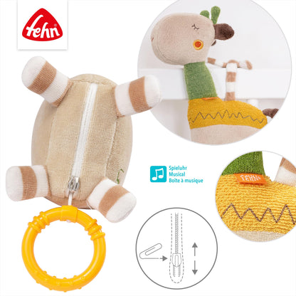 Fehn 059083 Mini Music Box Giraffe Lotta - Cuddly music box with removable music box - Melody "Sleep baby sleep" - With attachment - For babies from 0 months - Size: 20 cm