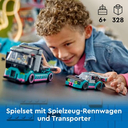 LEGO City car transporter with race car & Technic off-road race buggy