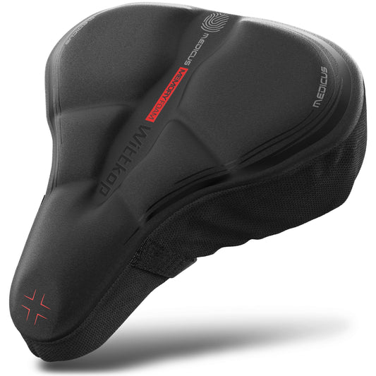 WITTKOP bike seat cushion with gel pad & memory foam I Ergonomic bike seat cover for women and men with 3-zone concept I Comfortable bike saddle cover for Peloton & bike seat