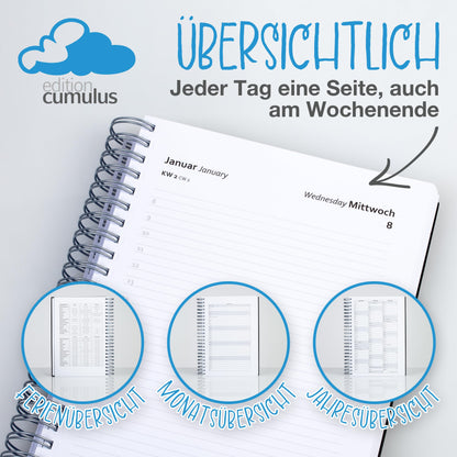 2025 The BIG Thick - A4 Calendar - BLACKBERRY (purple) by edition cumulus - MADE IN GERMANY - ample space for your daily appointments - perfect for office and home