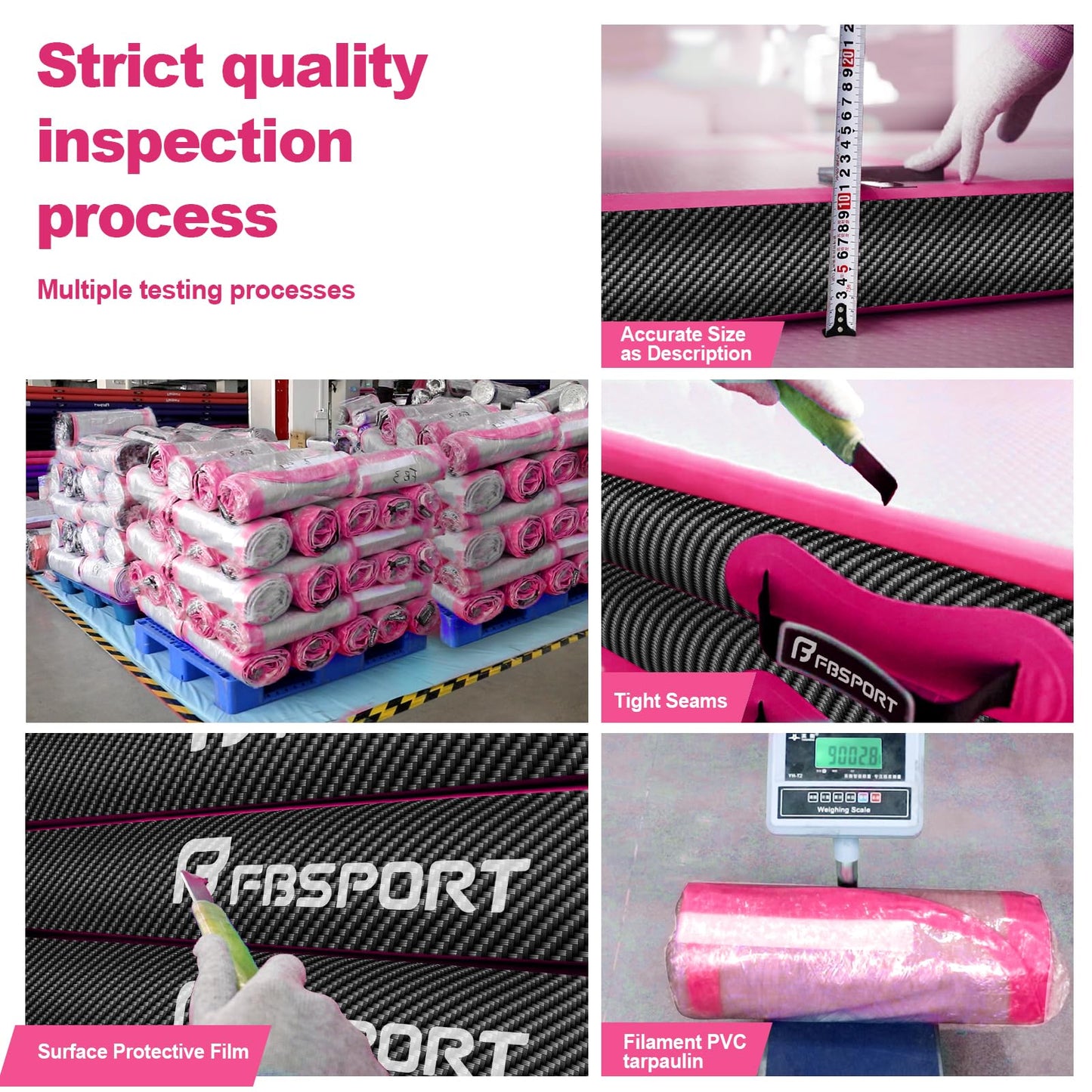 FBSPORT Airtrack Mat, 20cm Thick 4M Tumbling Mat, Gymnastics Mat with Air Pump, Training Mat with Carry Bag, Yoga Mat for Home, Outdoor.