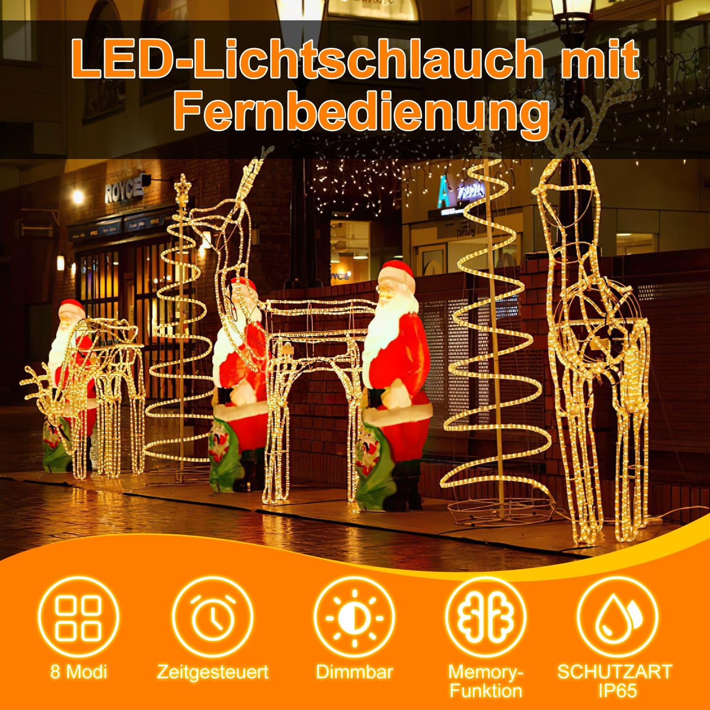 Lospitch 20m LED light tube outdoor IP20 light tube yellow 480 LED tube, black controller with memory function for decoration, party, celebration, wedding, garden
