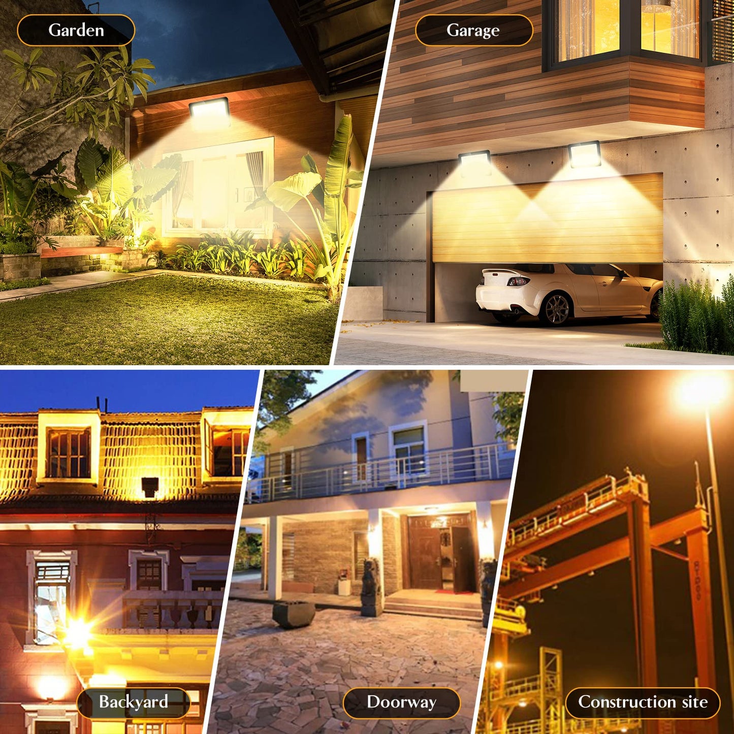 Royana 300W LED Floodlight Outdoor 30000LM Super Bright LED Floodlight 3000K Warm White IP65 Waterproof LED Spotlight, for Sports Field Garage Garden Backyard.