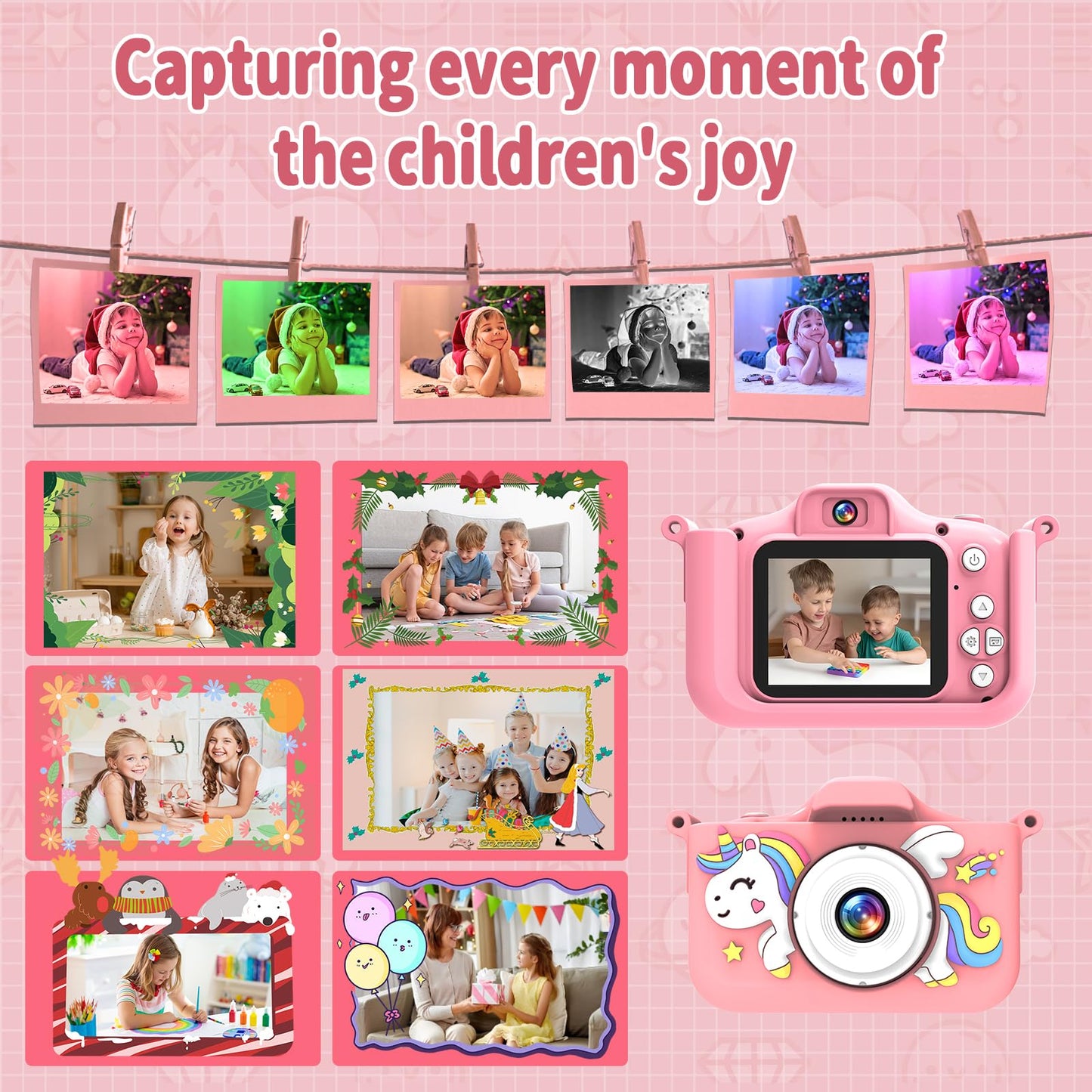 MYSTILUCK Kids Camera, 1080P HD Digital Camera for Kids with 2.0" Screen & 32GB Card, Camera Toy for Boys & Girls, Children 3-12 Years Christmas & Birthday.