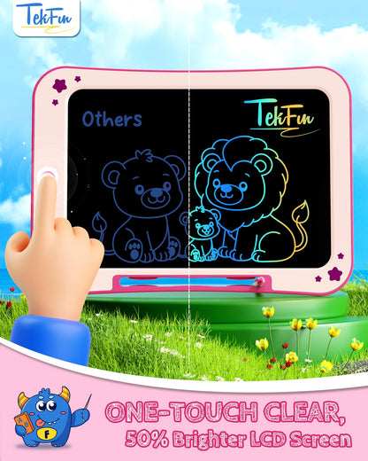 TEKFUN Kids Toy for 3 4 5 6 Year Old Boys Girls Gifts, 10 Inch LCD Writing Tablet Children Drawing Board, Educational Travel Toy Boy Girl Birthday Age 3-8 (Pink)