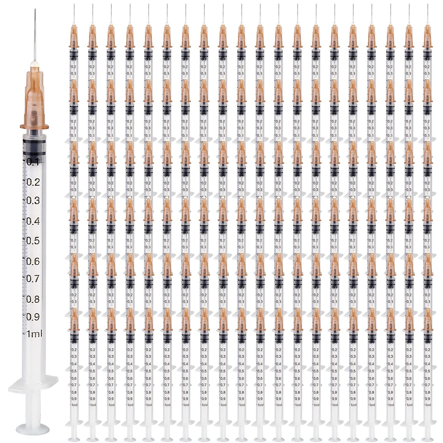 100 pieces syringe, Vegena 1 ml syringe set plastic tube syringes with needle disposable syringes small dose syringe liquid syringe individually sealed packaging disposable syringes.