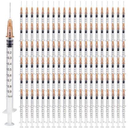100 pieces syringe, Vegena 1 ml syringe set plastic tube syringes with needle disposable syringes small dose syringe liquid syringe individually sealed packaging disposable syringes.