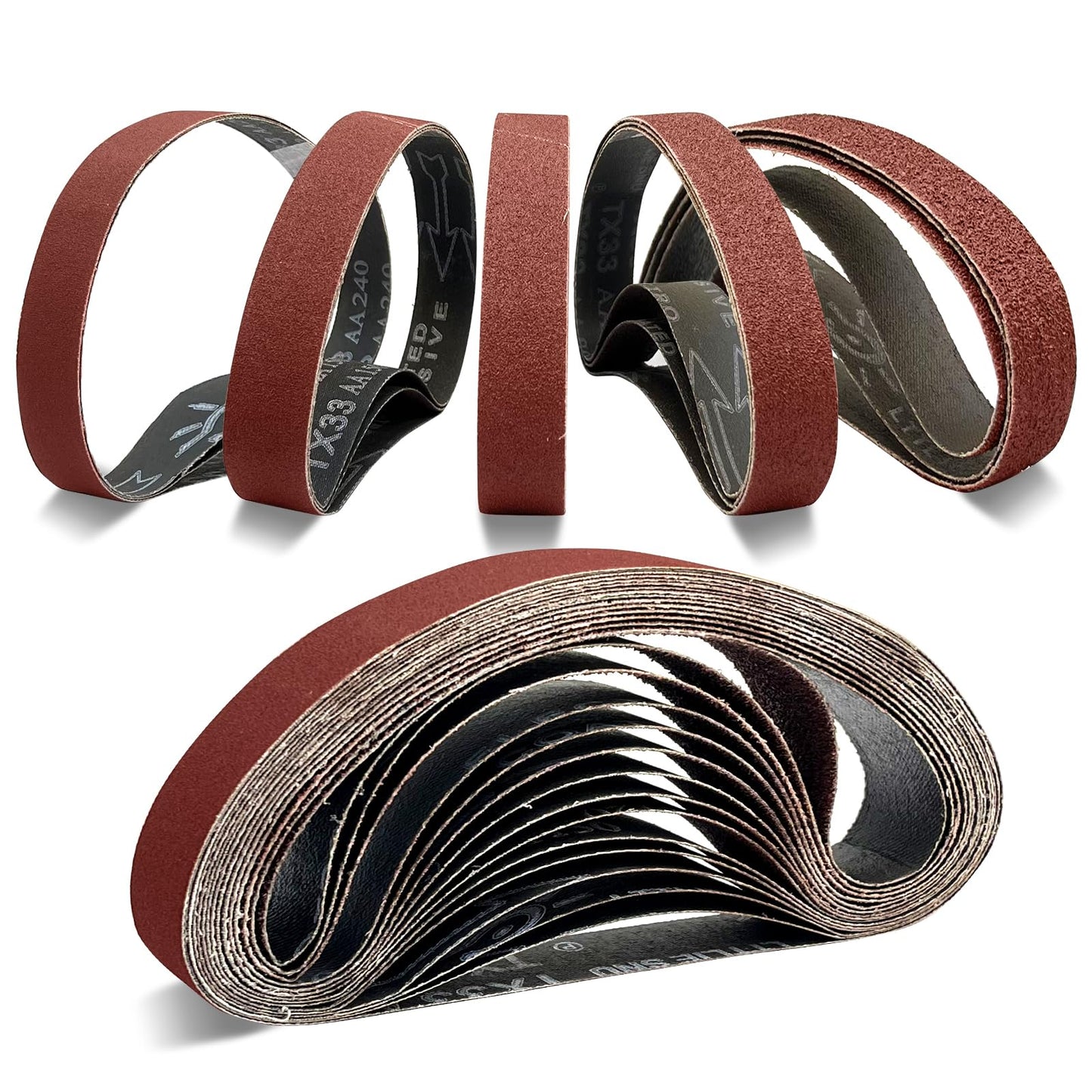 SenmaiTools Sanding Belts 30 x 533 mm, (Grit 40 80 120 150 240) Professional sanding belts for belt sanders, suitable for hardware, wood, metal, and paint (15 pieces)