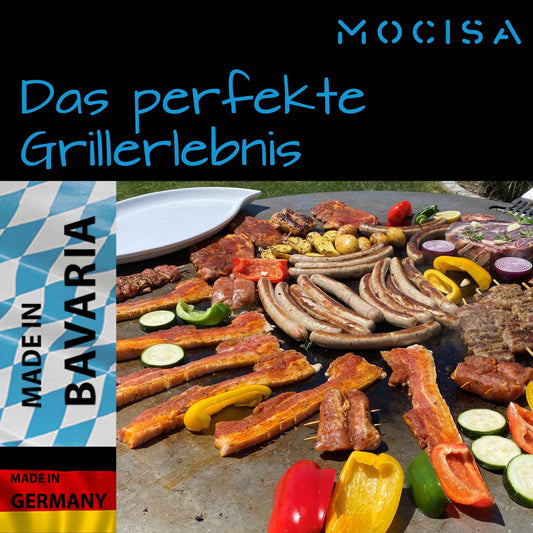 mocisa Universal BBQ Grill Plate 80 cm | Fire Plate | Barrel Grill | Kettle Grill | Ø80 cm Steel Thickness 5mm | made in Bavaria | Plancha | Fire Ring | Grill Ring | BBQ Ring | BBQ Disc