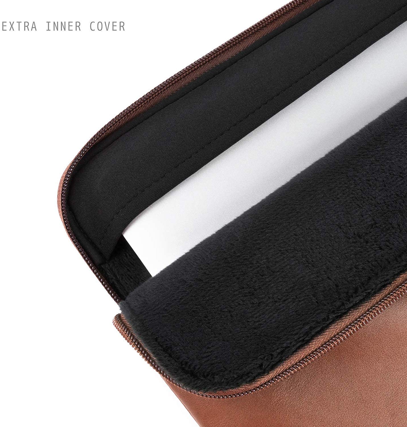 Comfyable Slim Protective Laptop Sleeve 15 Inch compatible with MacBook Air 15 Inch M4 2025 M3 2024 A3114 & M2 2023 A2941, PU Leather Waterproof Cover Computer Case for Mac, Brown